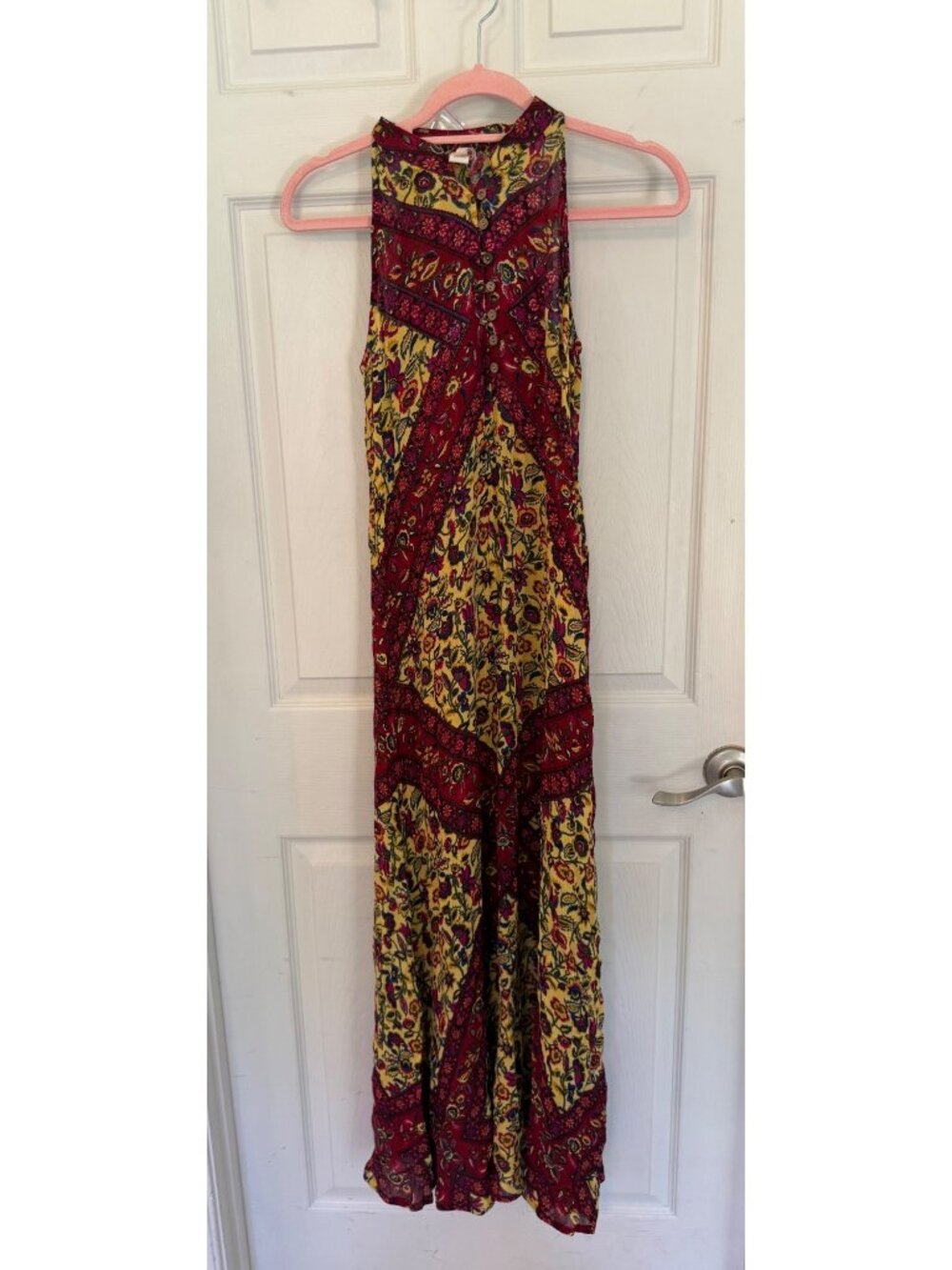 Raga Boho Floral Halter Neckline Sleeveless Maxi Length Dress NWT Size XS